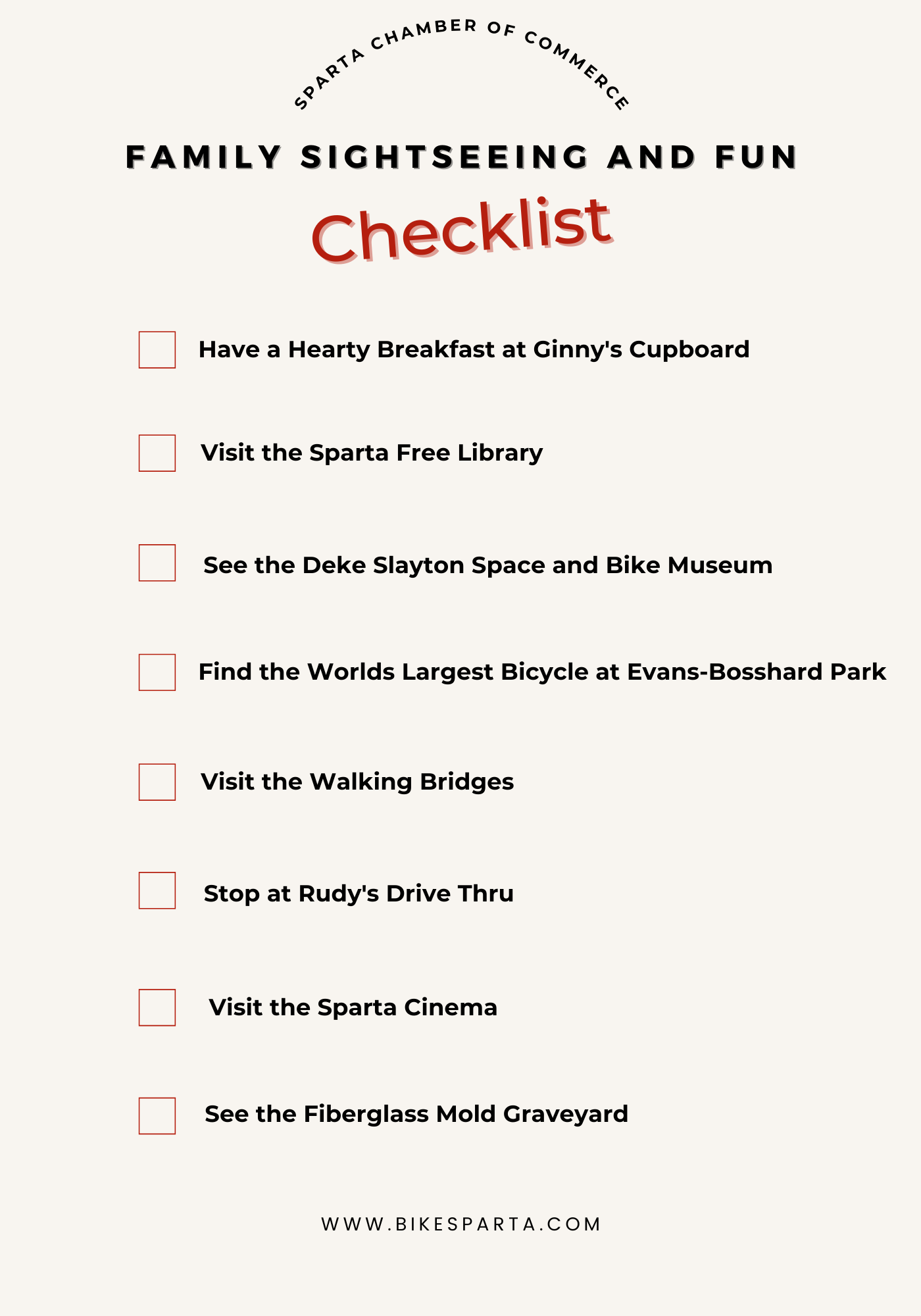 Family Sightseeing and Fun checklist